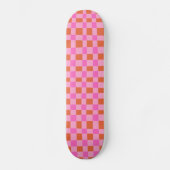 Retro esthetisch roze Sinaasappels dambordpatroon Persoonlijk Skateboard (Voorkant)