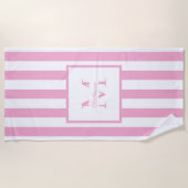 Retro esthetisch roze wit gepersonaliseerd monogra strandlaken (Voorkant)