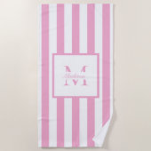 Retro esthetisch roze wit gepersonaliseerd monogra strandlaken (Voorkant)