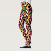 Retro Esthetische Funky Swirls Kleurrijke Patroon Leggings (Links)