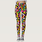 Retro Esthetische Funky Swirls Kleurrijke Patroon  Leggings (Voorkant)