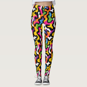 Retro Esthetische Funky Swirls Kleurrijke Patroon Leggings