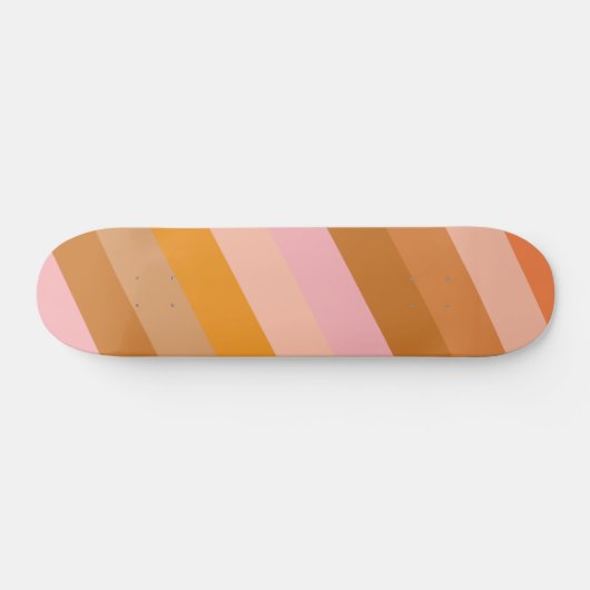 Retro esthetische gestreepte patroon roze roest Si Persoonlijk Skateboard (Horizontaal)