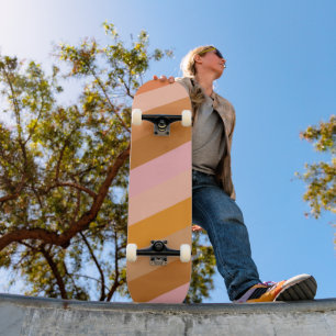 Retro esthetische gestreepte patroon roze roest Si Persoonlijk Skateboard