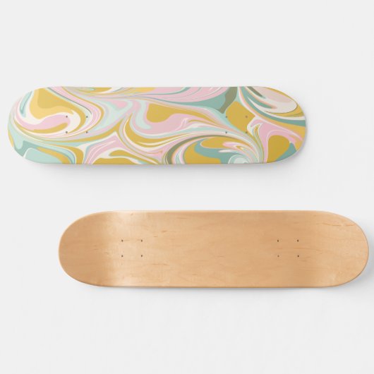 Retro esthetische Groovy Abstracte pastel marmeren Persoonlijk Skateboard (Horizontaal)