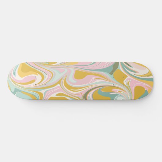 Retro esthetische Groovy Abstracte pastel marmeren Persoonlijk Skateboard (Horizontaal)