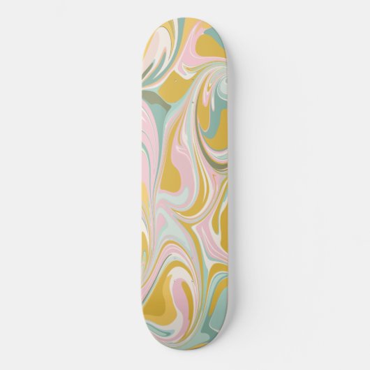 Retro esthetische Groovy Abstracte pastel marmeren Persoonlijk Skateboard (Voorkant)