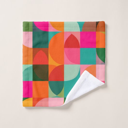 Retro esthetische kleurrijke geometrische patroonn bad handdoek (Wasdoekje)
