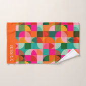 Retro esthetische kleurrijke geometrische patroonn bad handdoek (Handdoek)