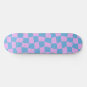 Retro esthetische levendige Paarse Blue Checkerboa Persoonlijk Skateboard (Horizontaal)
