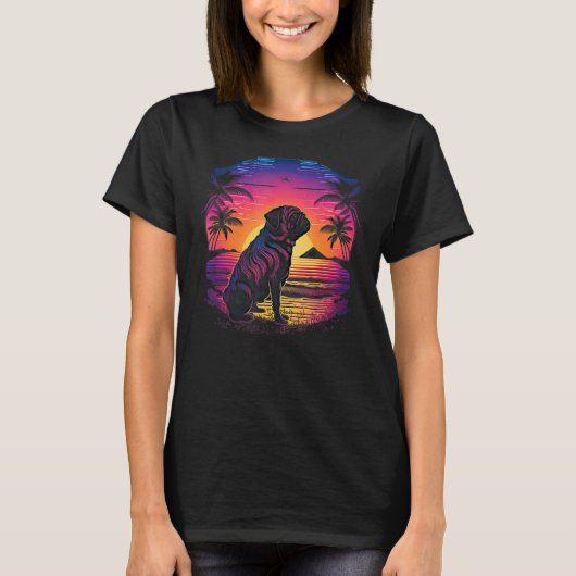 Retro Esthetische Pug Hond_1 T-shirt (Voorkant)