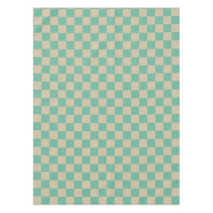 Retro Esthetische Schaakbord Patroon Mint en Zand Tafelkleed