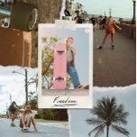 Retro esthetische trendy roze en rode skateboard<br><div class="desc">Eenvoudig roze en rood skateboard voor hem,  voor haar of voor hen is uw persoonlijke naam in een vet funky en grunge distressed belettering. Krijg het perfecte abstracte ontwerp voor een tiener verjaardag of kerstcadeau. Schrijf je eigen naam voor een skateboard op maat.</div>