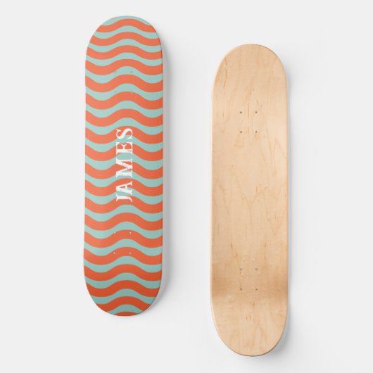 Retro esthetische trippy golvende strepen geperson persoonlijk skateboard (Voorkant)