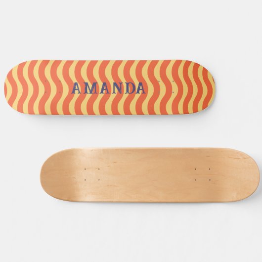 Retro esthetische trippy swirly strepen gepersonal persoonlijk skateboard (Horizontaal)