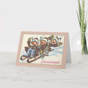 Retro Estlandse Kerstkaart van Rõõmsaid Nääripühi Feestdagen Kaart