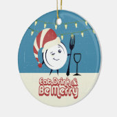 Retro eten drink zijn vrolijk diner bord kerst keramisch ornament (Links)