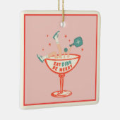 Retro eten, drinken en vrolijk pickleball kerst keramisch ornament (Rechts)