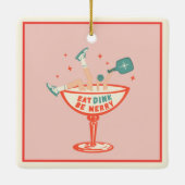 Retro eten, drinken en vrolijk pickleball kerst keramisch ornament (Achterkant)