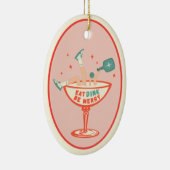 Retro eten, drinken en vrolijk pickleball kerst keramisch ornament (Rechts)