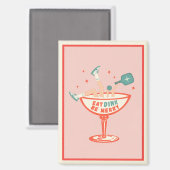 Retro eten, drinken en vrolijk pickleball kerst magneet (Voorkant / Achterkant)