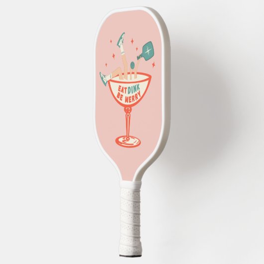 Retro eten, drinken en vrolijk pickleball kerst pickleball paddle (Links)
