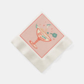 Retro eten, drinken en vrolijk pickleball kerst servet (Hoek)