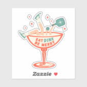 Retro eten, drinken en vrolijk pickleball kerst sticker (Vel)