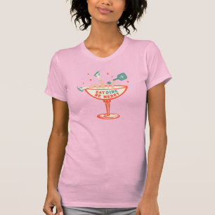 Retro eten, drinken en vrolijk pickleball kerst t-shirt