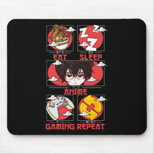 Retro Eten Slapen Anime Gamen Herhalen Kawaii Anim Muismat