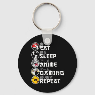 Retro Eten Slapen Anime Gamen Herhalen Kawaii Anim Sleutelhanger