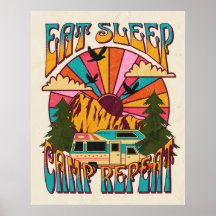 Retro Eten Slapen Kamperen Herhalen