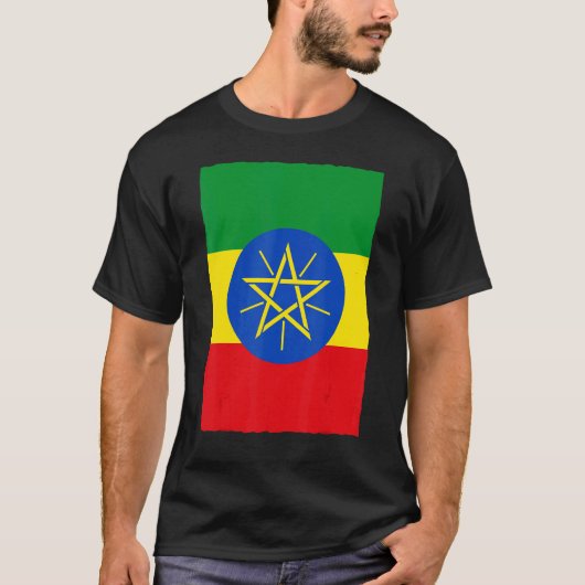 Retro  Ethiopische vlag Ethiopië T-shirt (Voorkant)