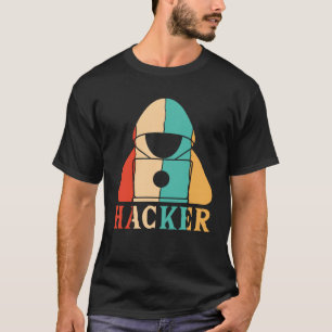 Retro Ethische Hacking Wit Pet Zwart Pet Hacker T-shirt