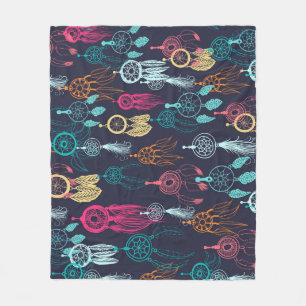 Retro Etnische Doodle: Dreamcatcher Collectie Fleece Deken