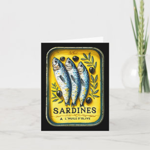 Retro Europese Gele Zomer Sardine Visblik Kaart