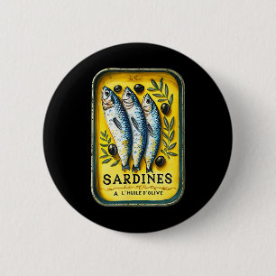 Retro Europese Gele Zomer Sardine Visblik Ronde Button 5,7 Cm