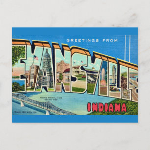 Retro Evansville IN ansichtkaart Briefkaart