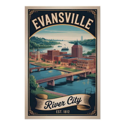 Retro Evansville Indiana Reisposter Perfect Poster (Voorkant)