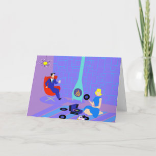 Retro Evening at Home Greeting Card Kaart