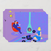 Retro Evening bij uitnodigingen thuis (Voorkant / Achterkant)