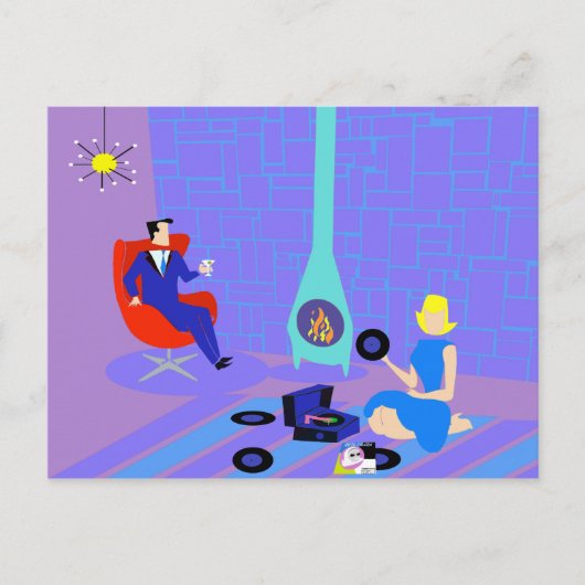 Retro Evening op Home Briefkaart (Voorkant)