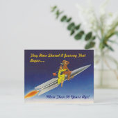 Retro Evening Rocket Shiket Riding Couple Uitnodig Kaart (Staand voorkant)