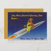 Retro Evening Rocket Shiket Riding Couple Uitnodig Kaart (Voorkant / Achterkant)