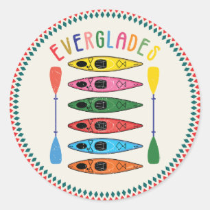 Retro Everglades kajakken Ronde Sticker