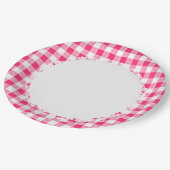 Retro-Everyday_Picnic_Pink-Check_Plaid Papieren Bordje (Gekanteld)