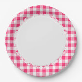 Retro-Everyday_Picnic_Pink-Check_Plaid Papieren Bordje (Voorkant)