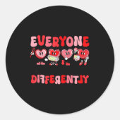 Retro Everyone Communicates Differently Autism Val Ronde Sticker (Voorkant)