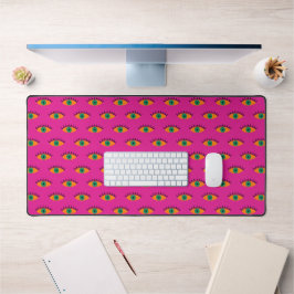 Retro Evil Eye Pattern Fuchsia Roze BOHO Bureaumat