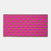 Retro Evil Eye Pattern Fuchsia Roze BOHO Bureaumat (Voorkant)